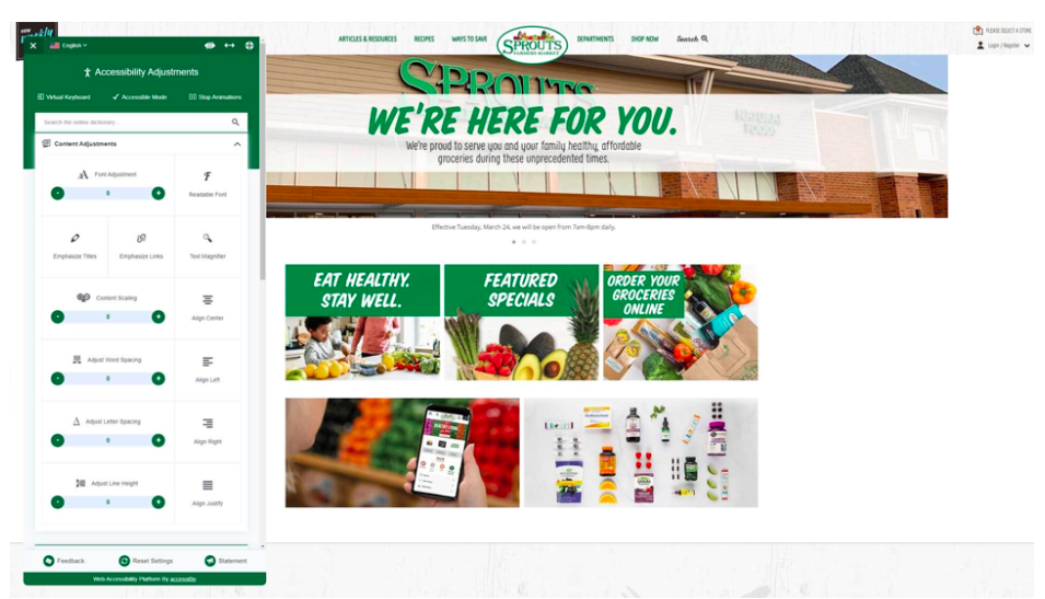 accessiBe’s platform on    Sprouts Farmers Market