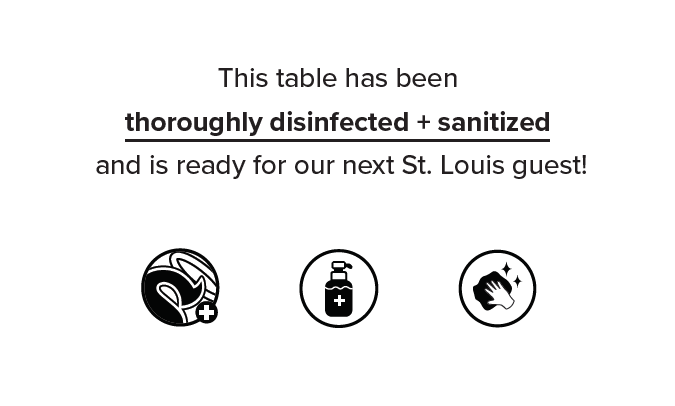 sign used to indicate a sanitized and ready-to-use table