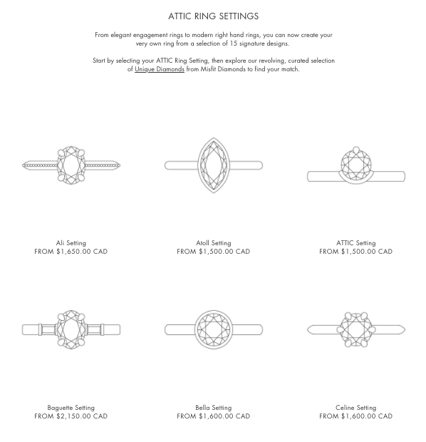 EXAMPLES OF ATTIC RING SETTINGS. IMAGE: ATTIC