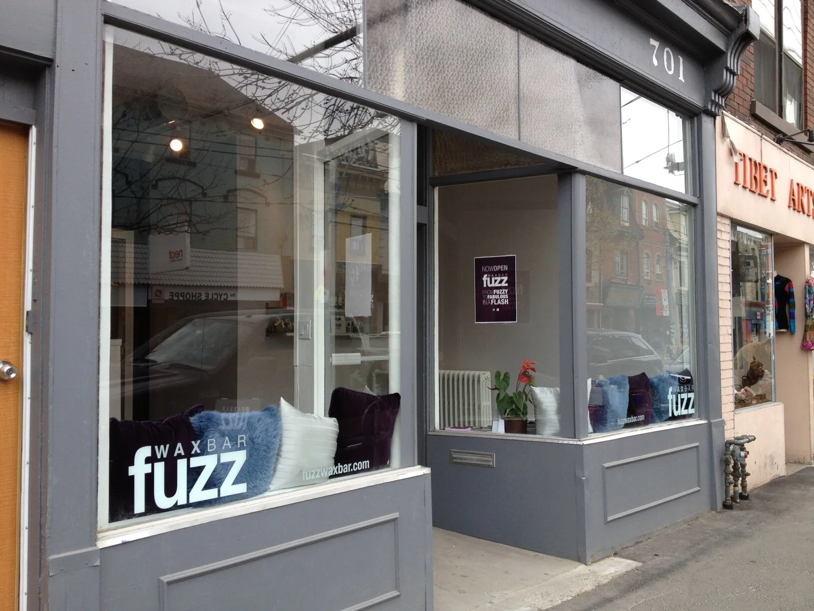 exterior of fuzz wax bar in toronto