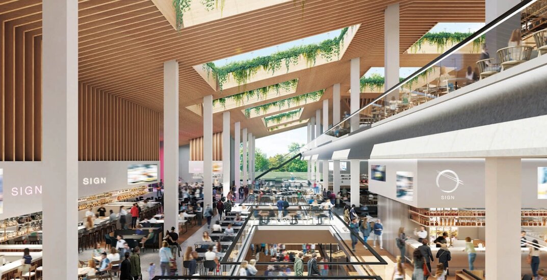   INTERIOR RENDERING OF RENOVATED OAKRIDGE CENTRE WITH SHOPPERS. RENDERING: QUADREAL  