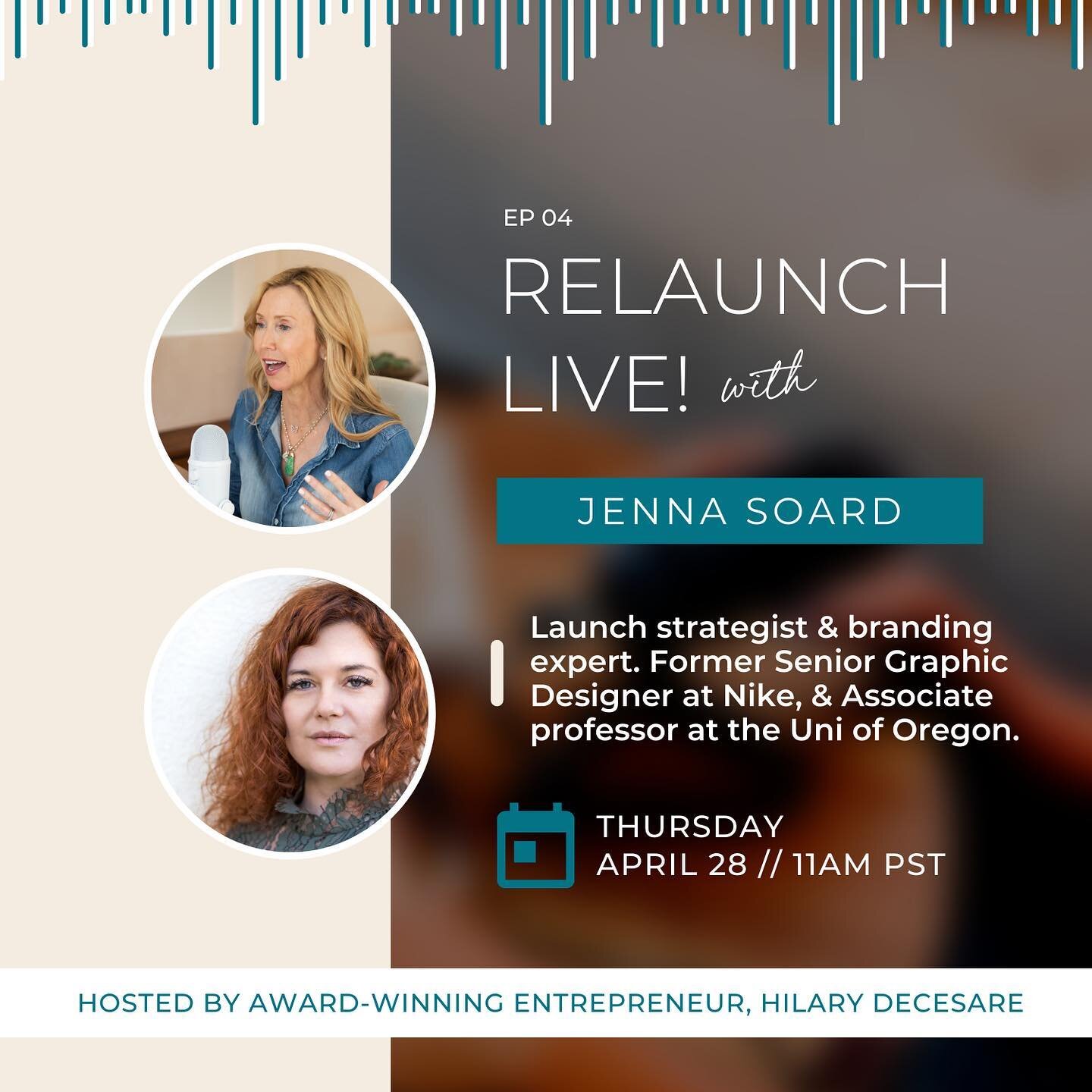&quot;Check out my live interview with host Hilary DeCesare on The reLaunch Live airing on Thursday, 4/28 at 11am PST as we talk about how I re-launched my self, my biz and my love life with complete alignment&rdquo;. Link is NOT in Bio- but you can 