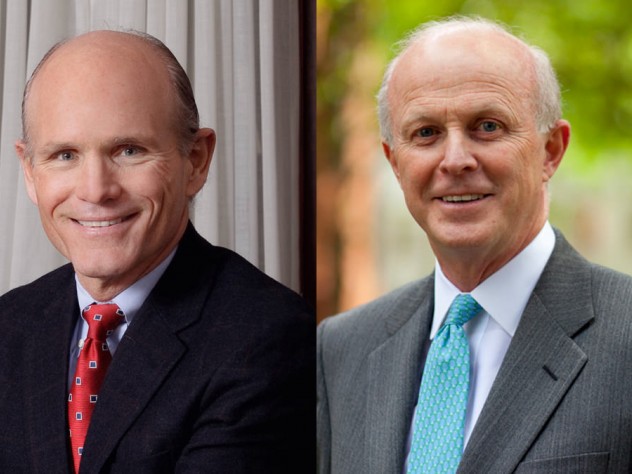Thomas Hollister, vice president for finance, and Paul J. Finnegan, University treasurer