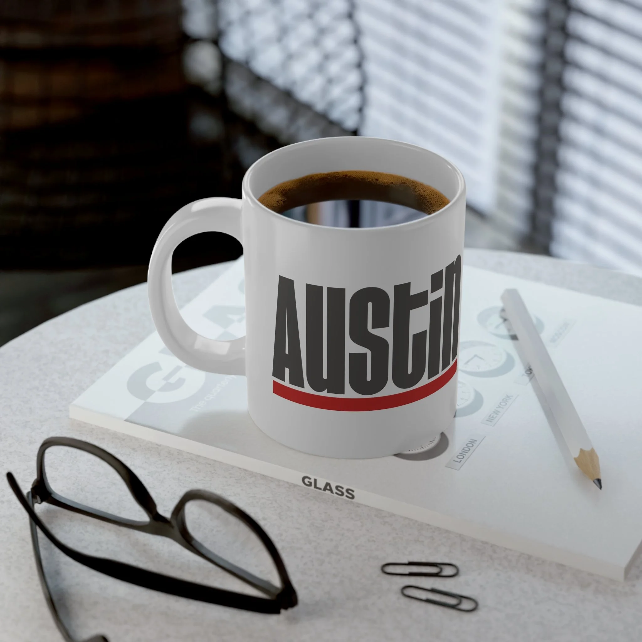 Aspen city mug in tabletop context.