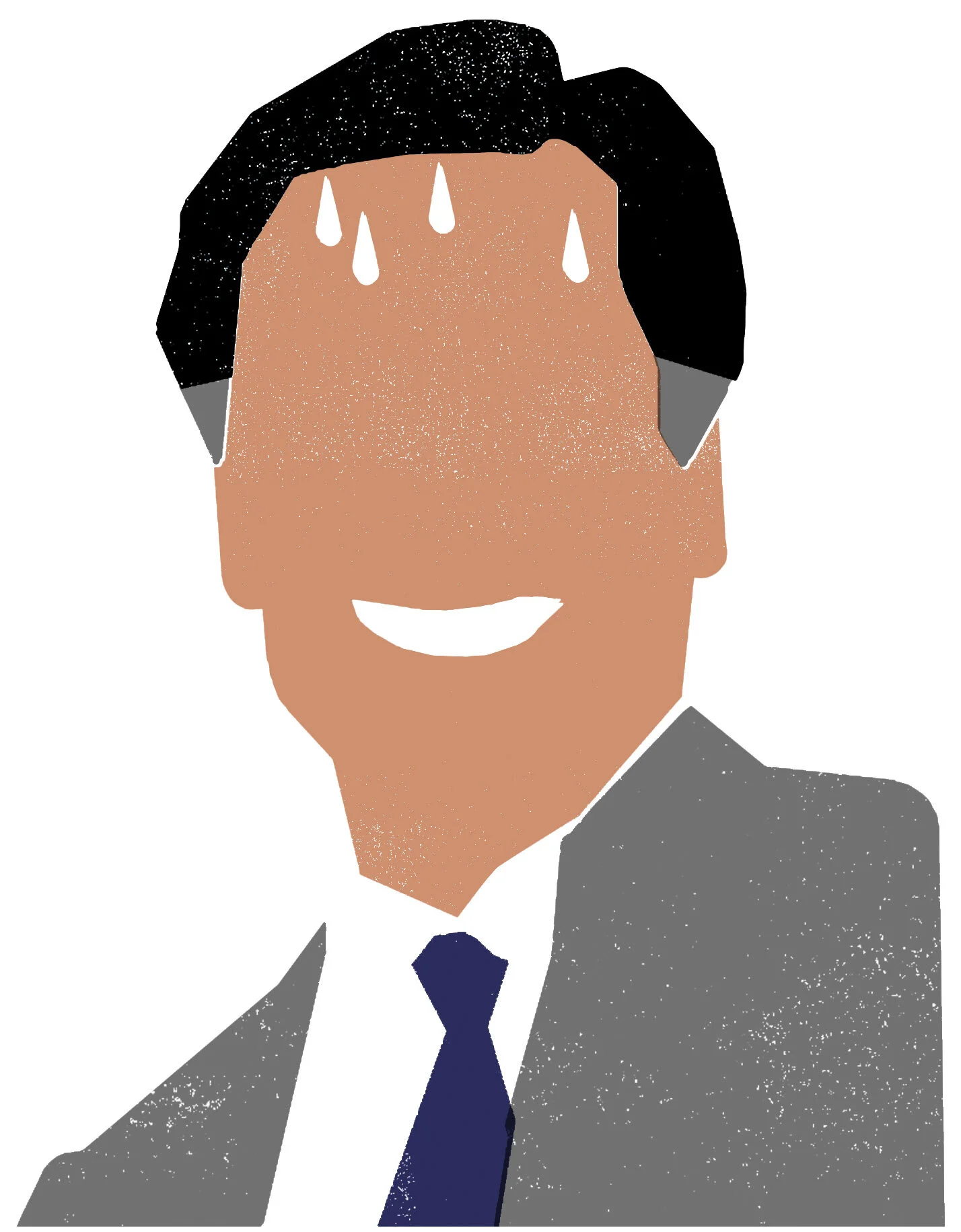 Illustration of a sweating cartoon man in a suit