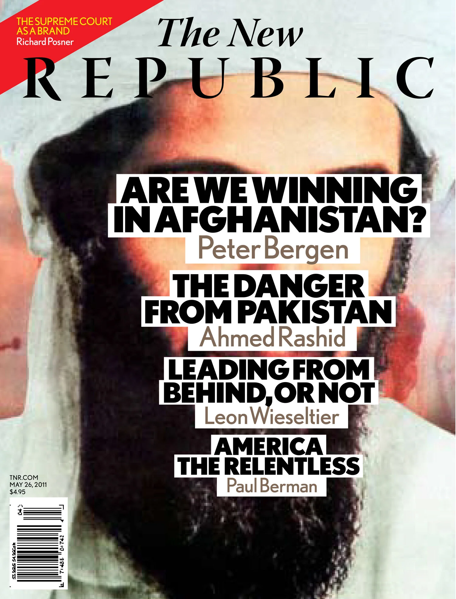 The New Republic magazine cover featuring articles on Afghanistan, Pakistan, and U.S. politics, dated May 26, 2011.