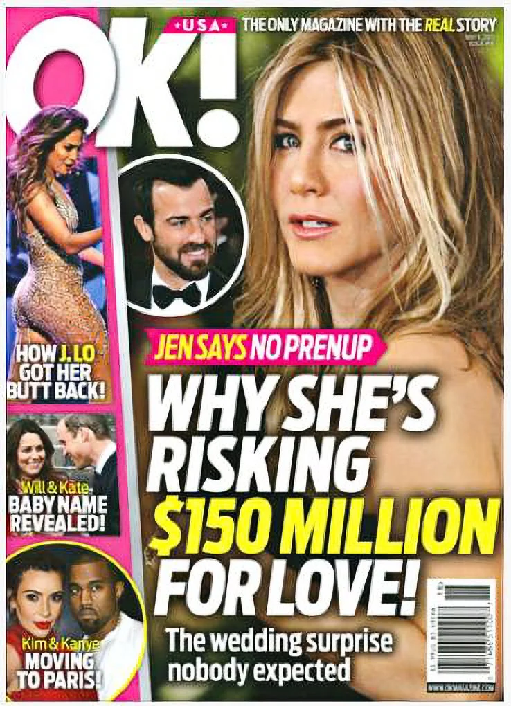 Cover format update for OK!, a celebrity tabloid.