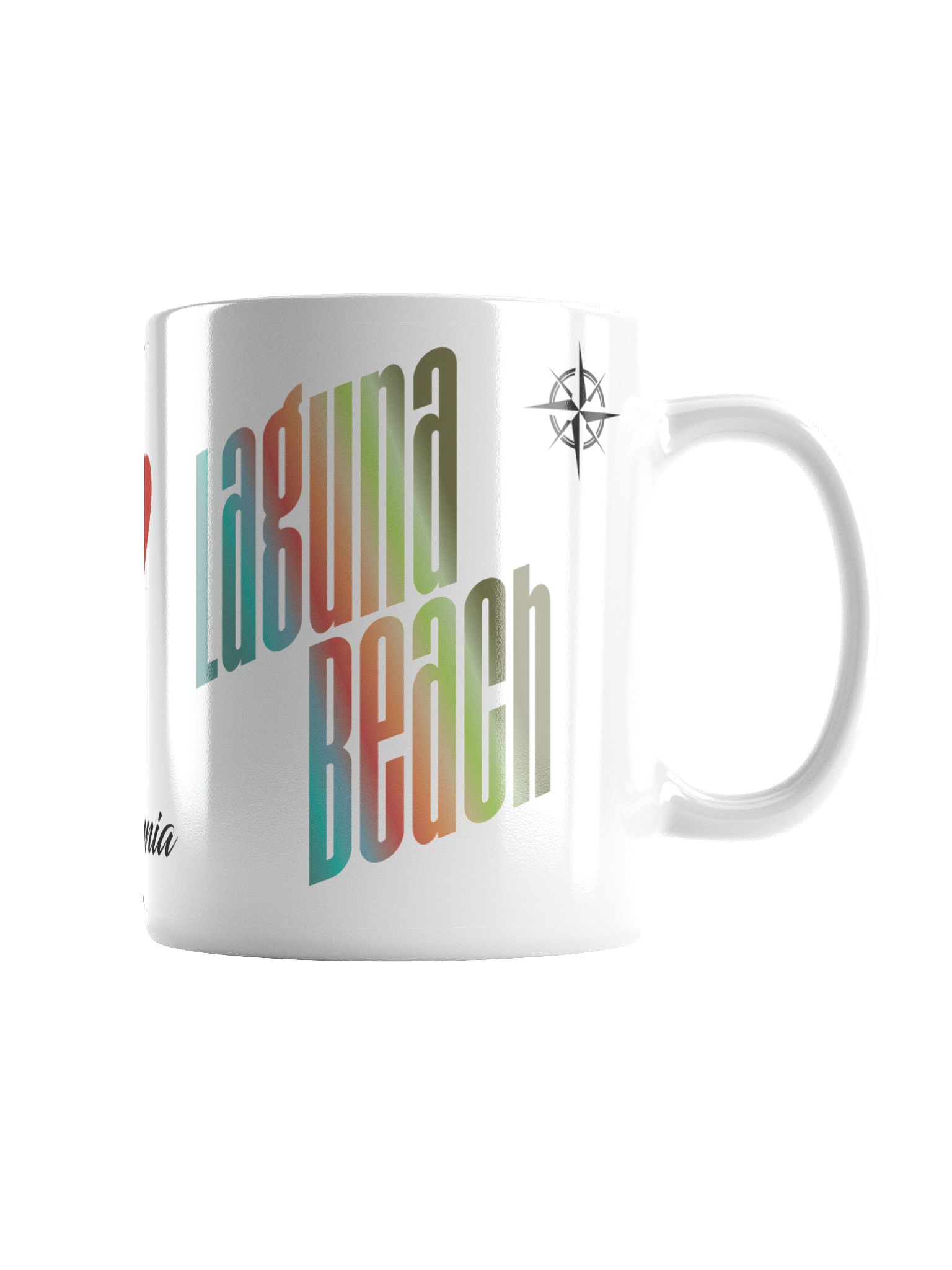 White coffee mug with colorful text that says 'Journaling is my therapy' and a small black fleur-de-lis design above the text.