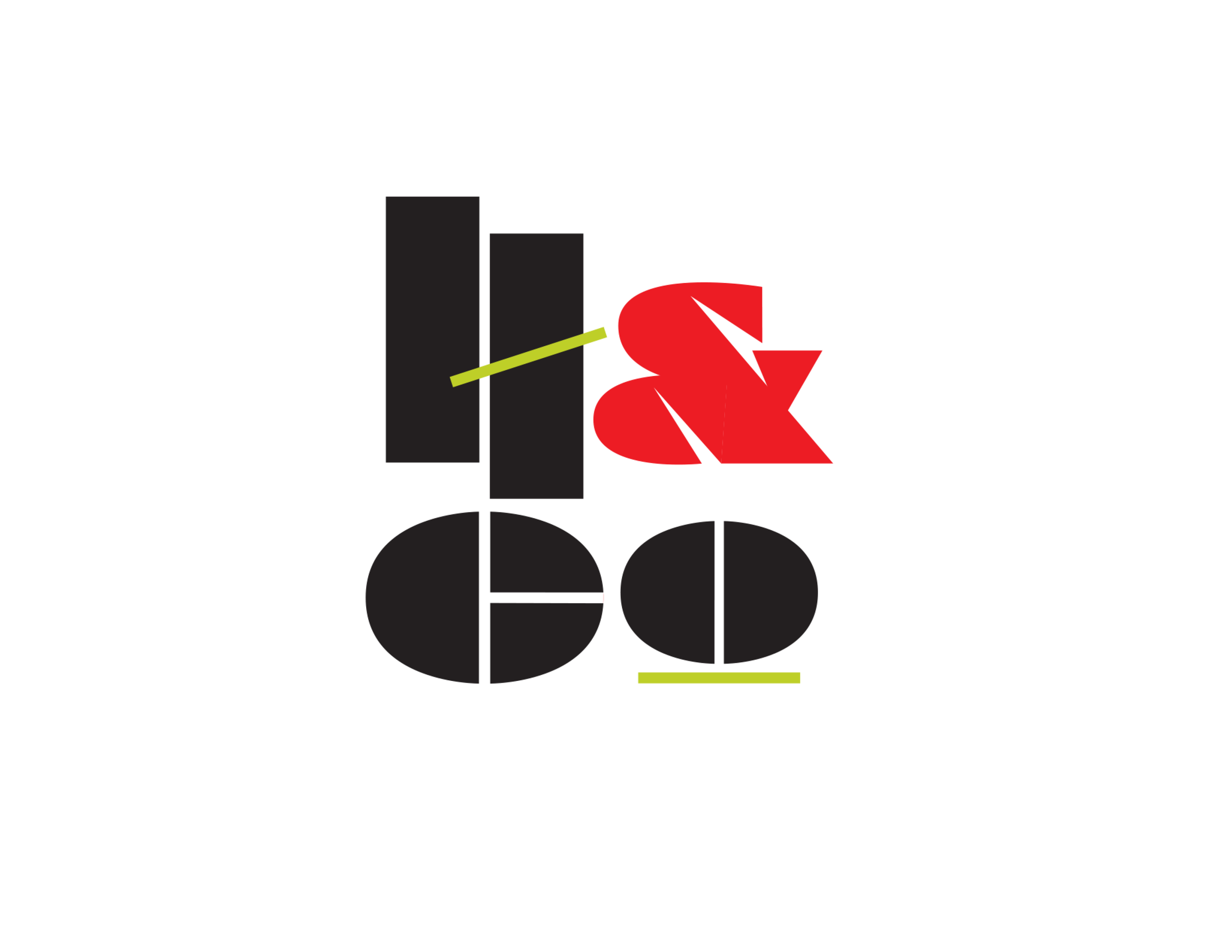 Geometric logo with "H & CO" in red, black, and green on a white background.