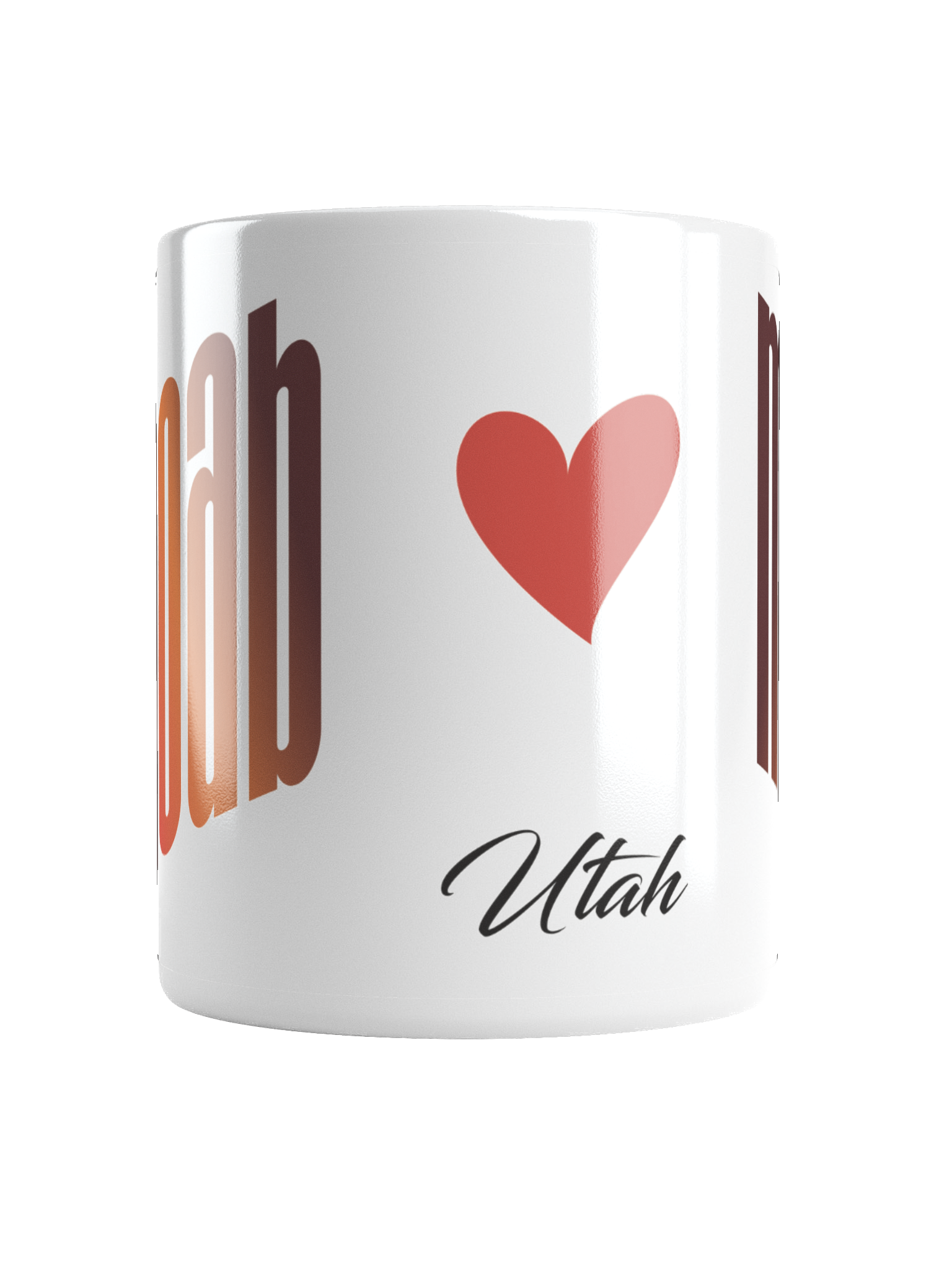 A white mug with the text 'oh my Heart' and a red heart graphic, partially visible, with a black background.
