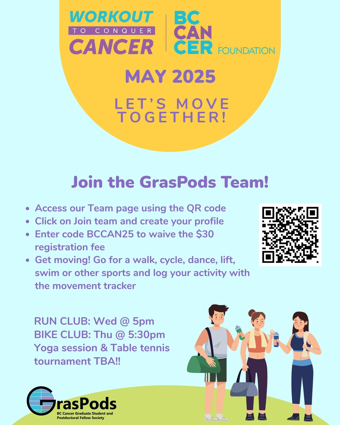 As graduate students and postdoctoral fellows, we know that balancing academic demands with personal wellbeing can be challenging. That&rsquo;s why we&rsquo;re excited to invite you to join our Workout to Conquer Cancer team, a fundraising fitness ch