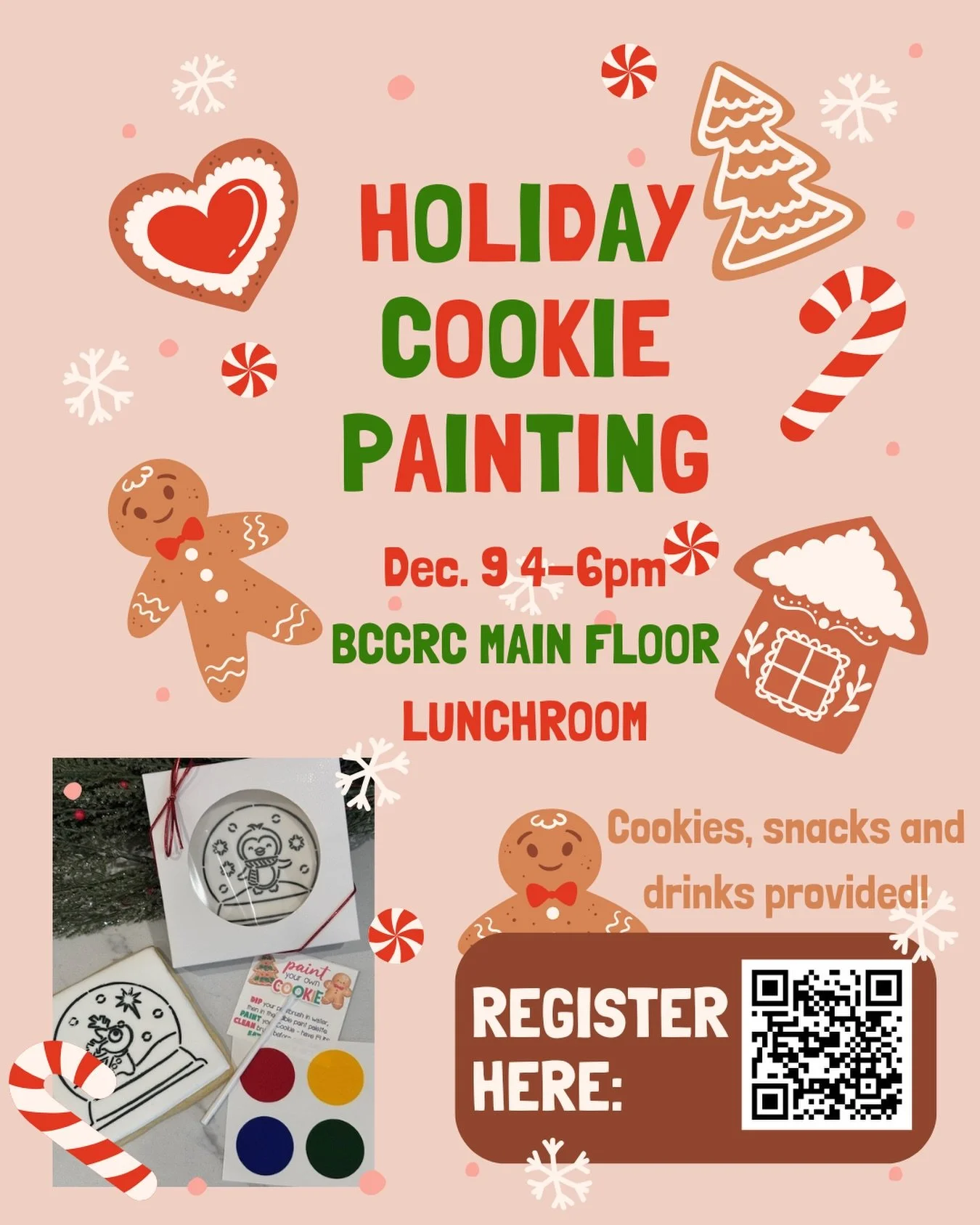 Come holiday cookie decorating with us next Tuesday! 🍪🎄 Cookies, snacks and drinks will be provided! 

⏰ Tuesday, Dec 9 | 4-6pm 
📍BCCRC main floor lunch room 

RSVP by scanning the QR code or fill in the form linked in bio to reserve a cookie!