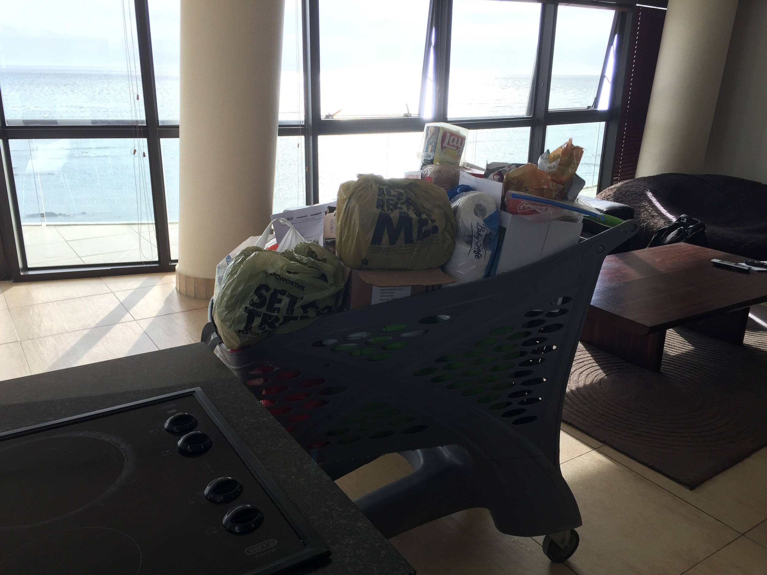 This is how you transport a bunch of stuff from your car to your flat.