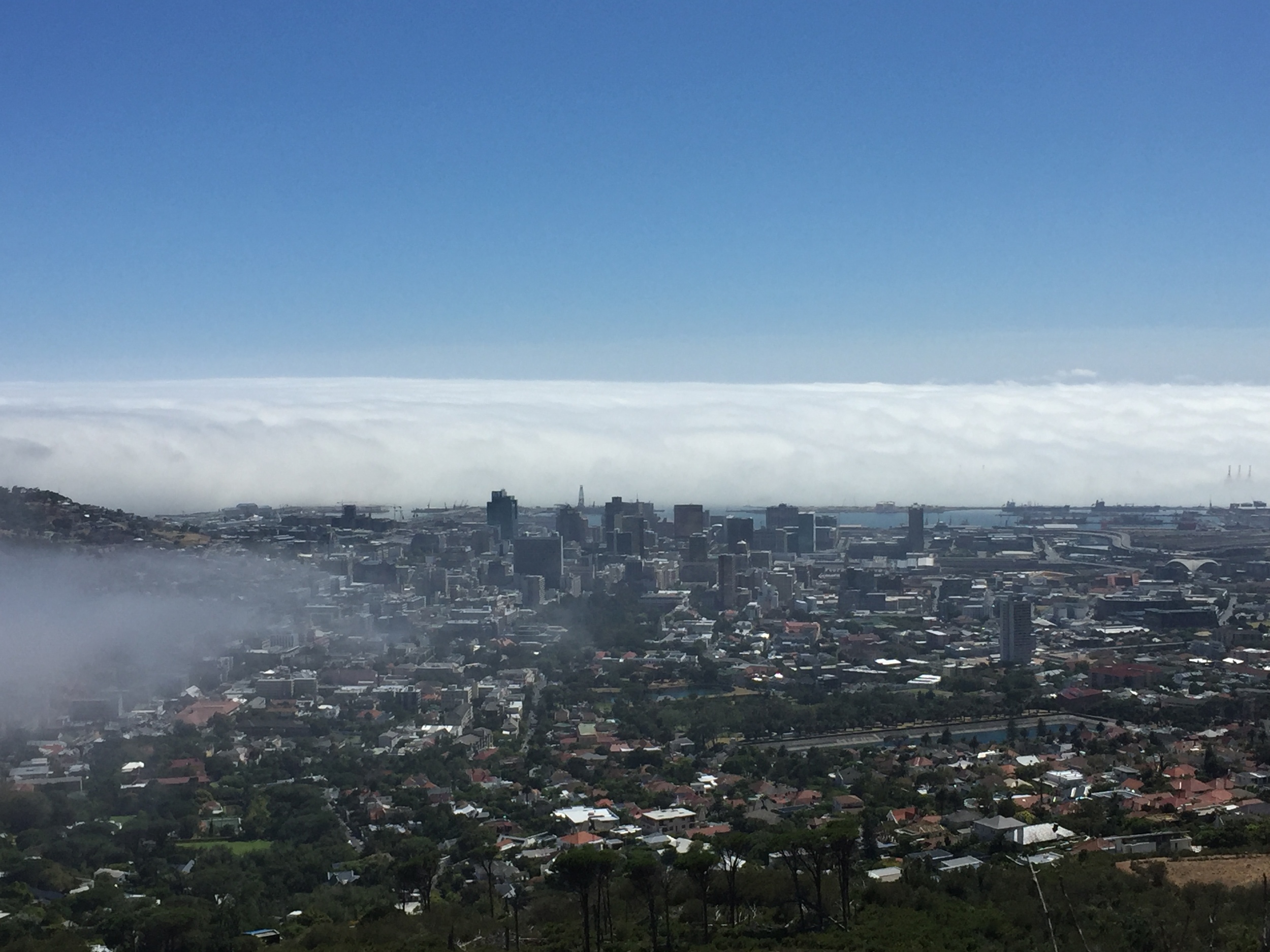 Clouds over the bay and one rolling in from the left.