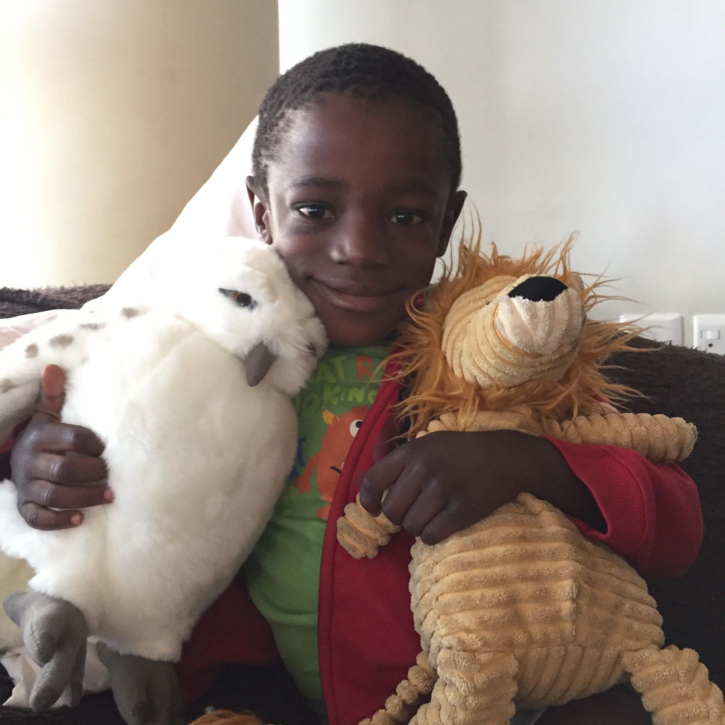 One month! Mr. Owl (AKA Hedwig) and Roy made it into the photo.