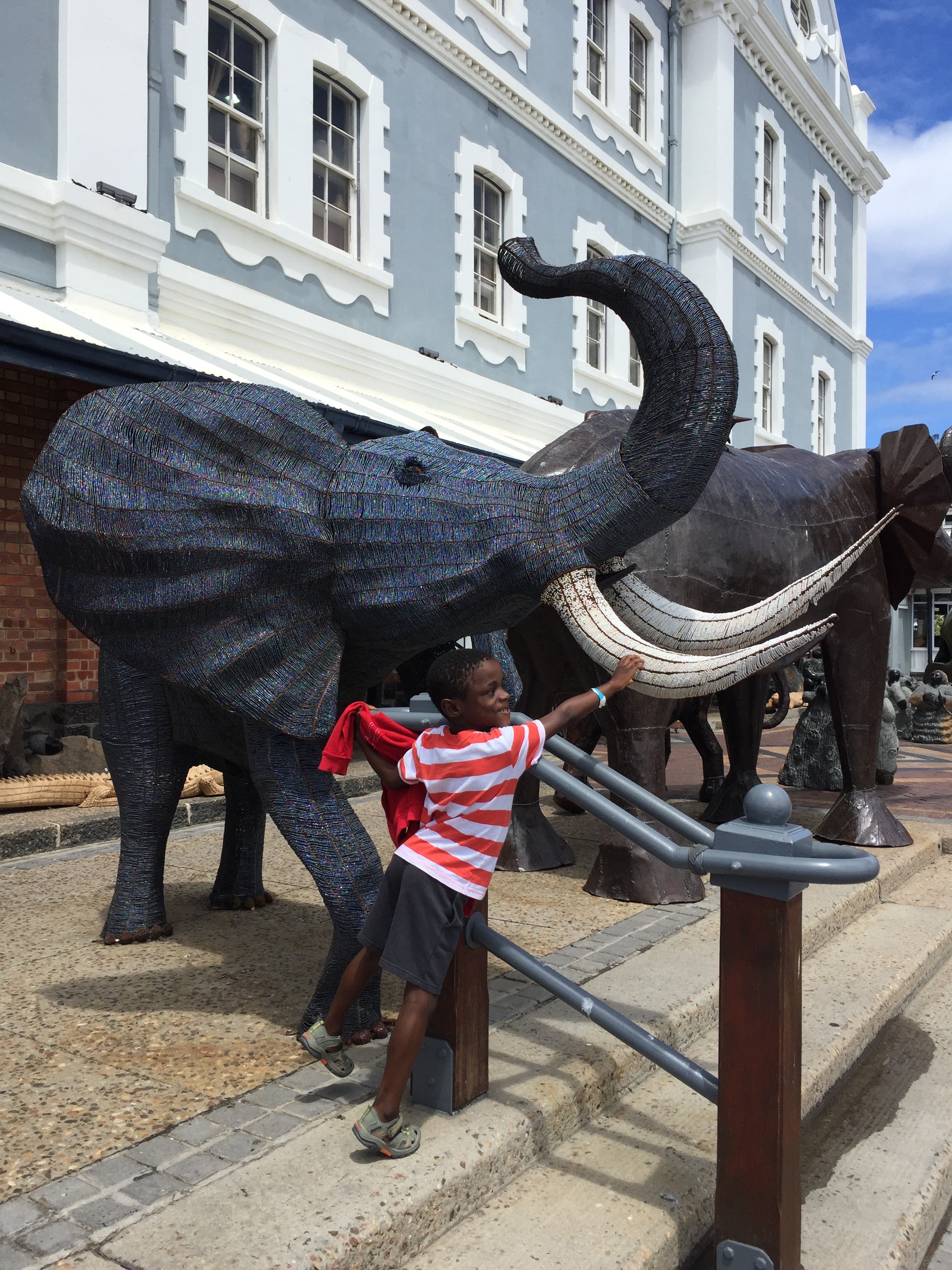 Huge beaded elephant.