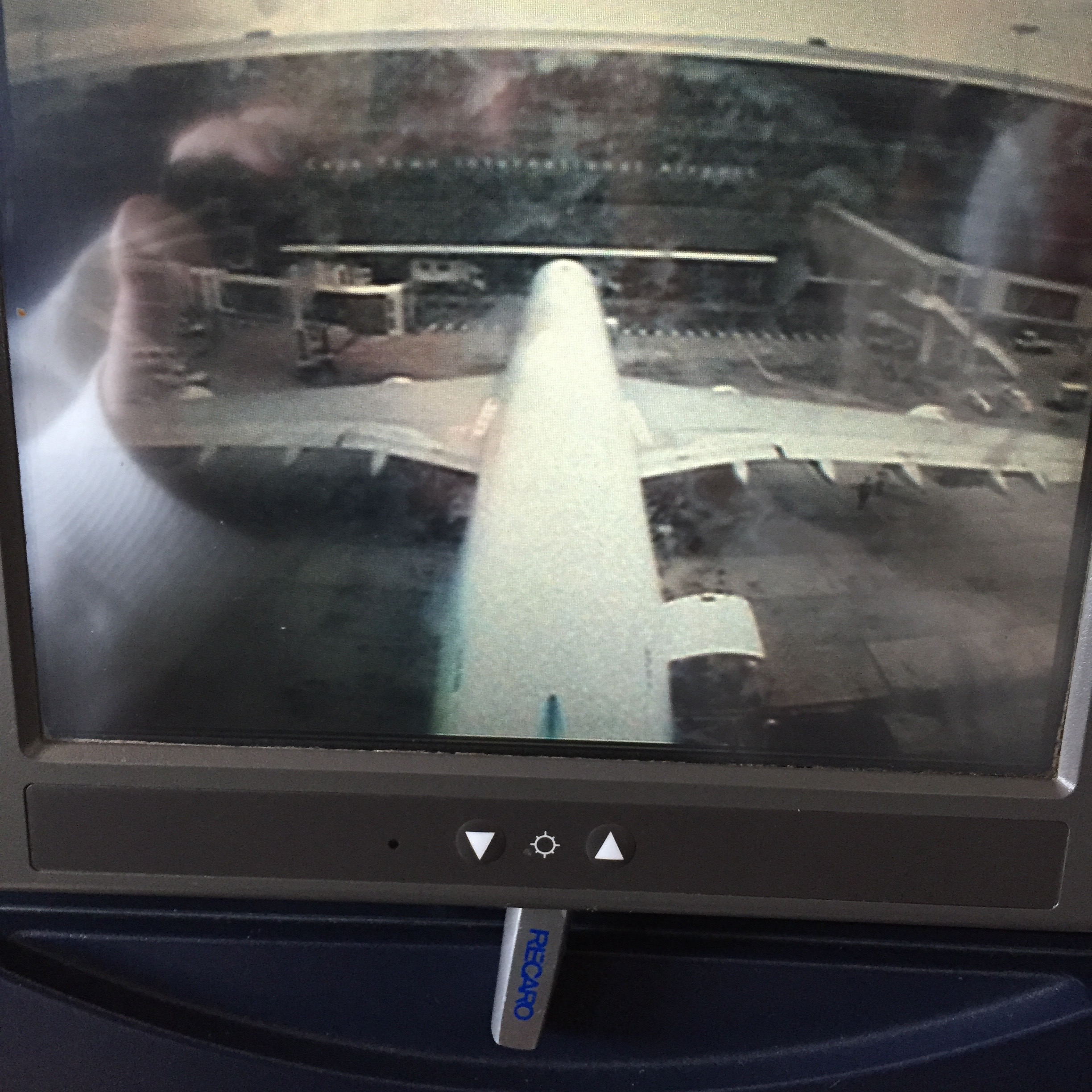Our plane had a camera attached to the tail. We got to watch the flight from outside the plane. It was amazing. Brian and I want to know why this isn't on EVERY plane.