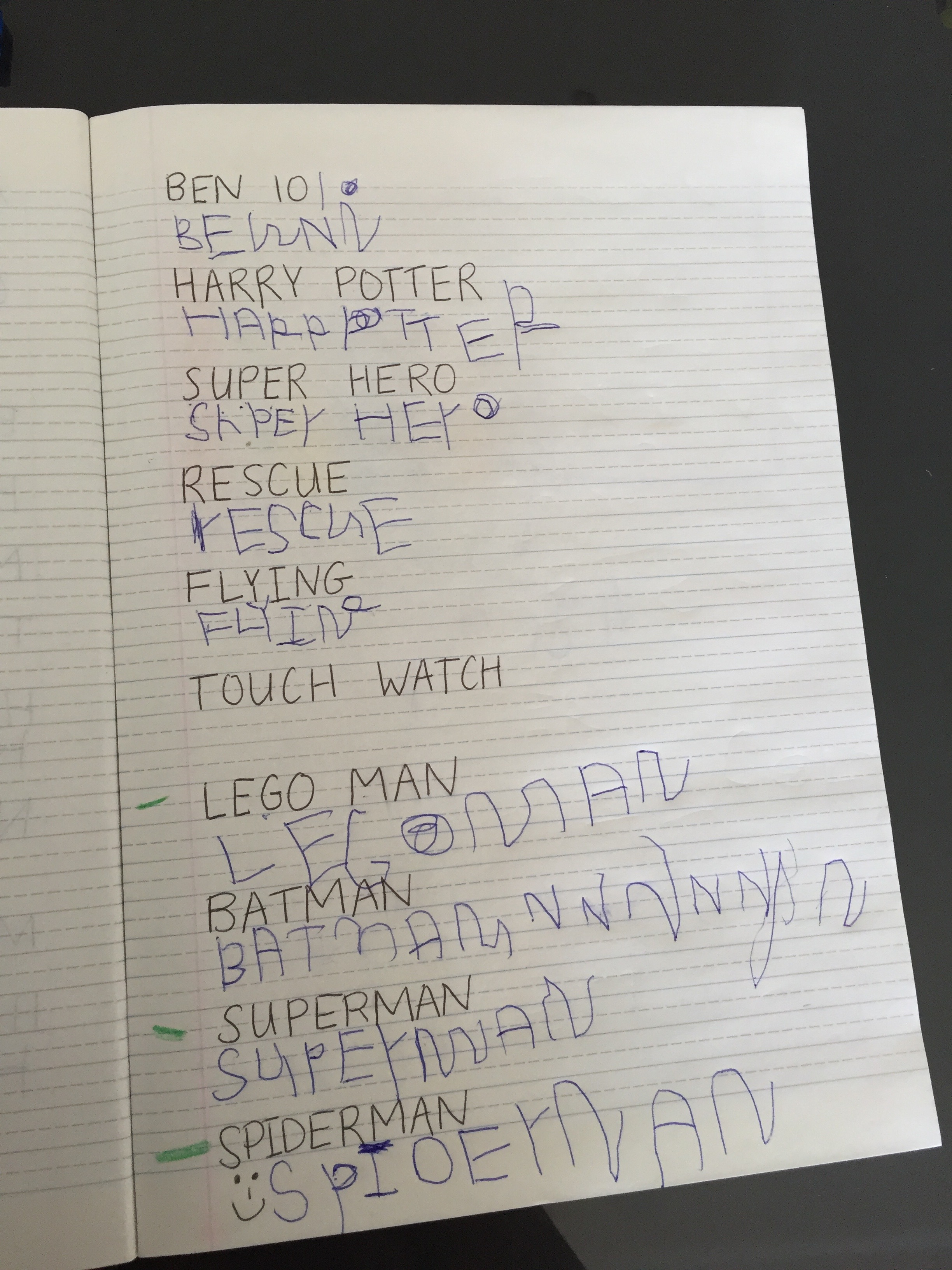 We're working hard on his writing!