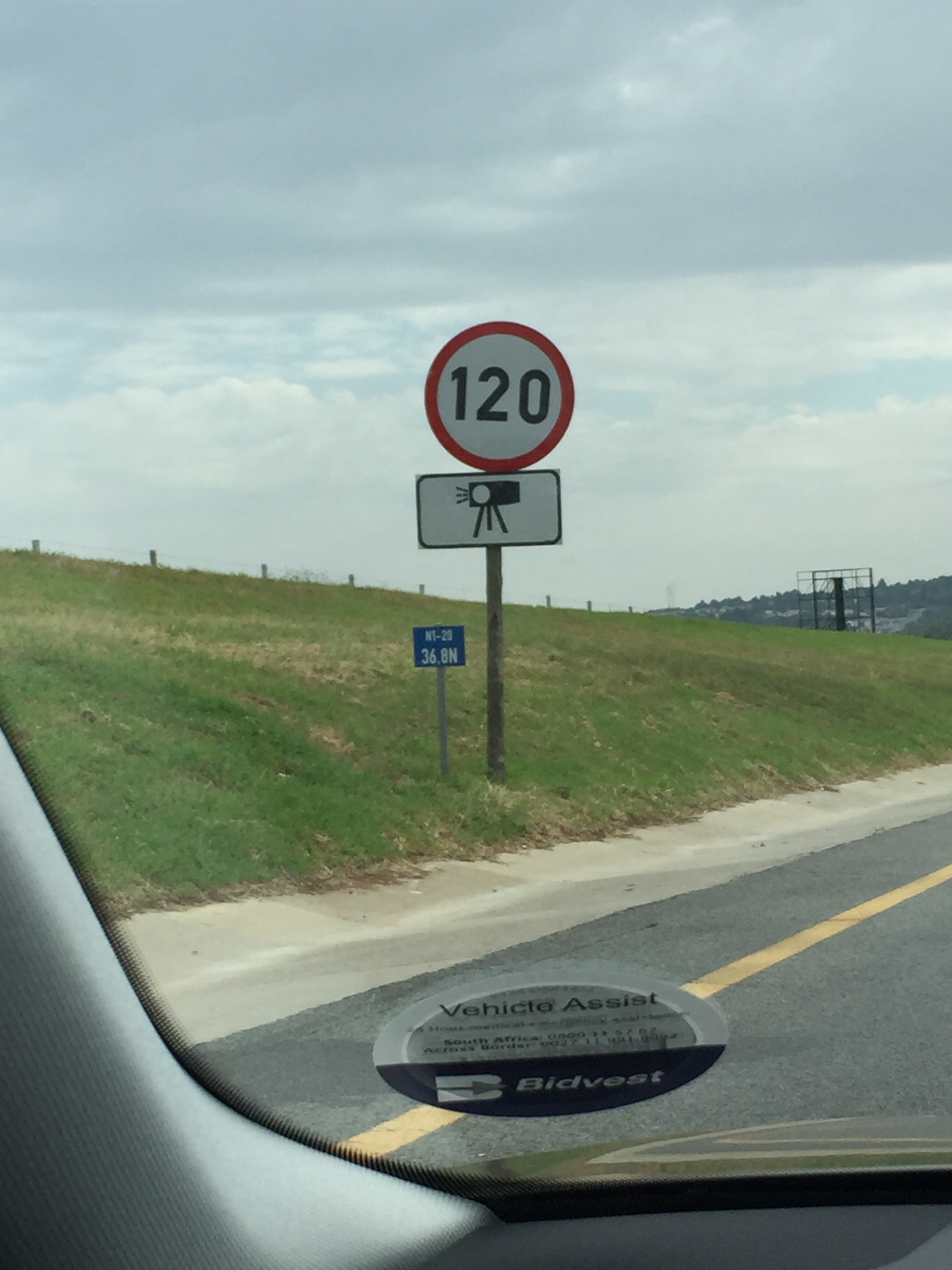 Speed cameras were everywhere! Note: It's not 120 mph, but kph. Sadly.