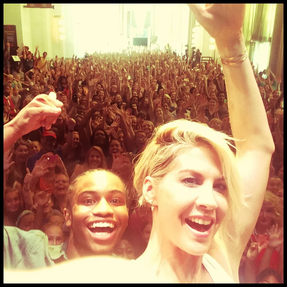 Jenna, SYTYCD 2013 winner Fik-Shun, and their dance students at The Kennedy Center on National Dance Day, July 26, 2014.