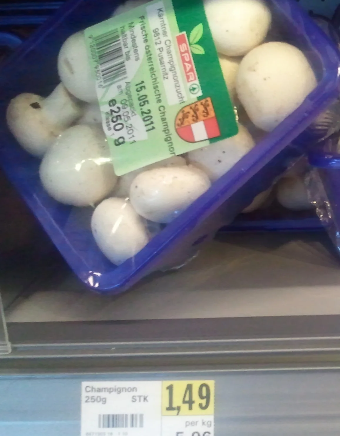 Mal 1,99 für 200g, mal 1,49 für 250g. Eine Differenz von 67%.
