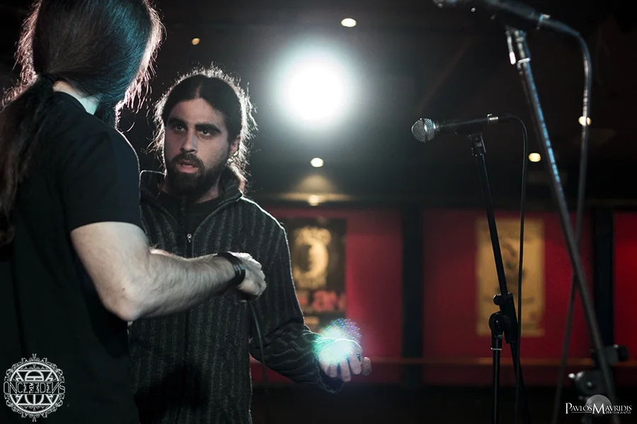 Final instructions from Andreas Karagiannis, the band's sound engineer.