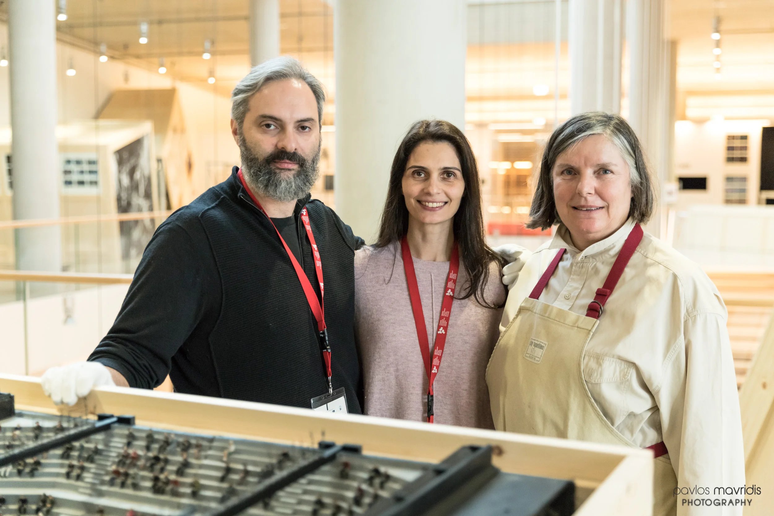 From left to right: Adonis Volanakis (Curator), Valentina Tamiolaki (Lighting Designer) and Maria Alexiou (Prints and Drawings Paper Conservator MIET)