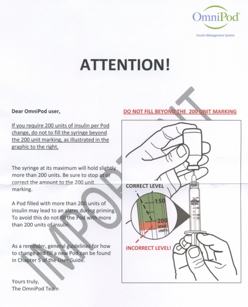 Update: Arden just received a new supply of OmniPods from Insulet and this note was included in the order. on 2013-09-25 15:05 by Scott Benner