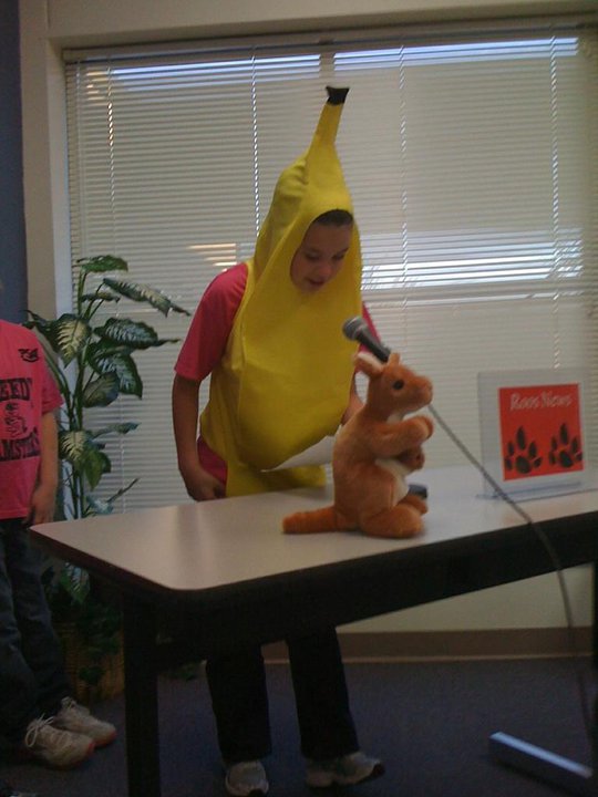 Nicole wore this banana costume on Friday's at school while she made the morning announcements. 'Fruity Fridays' helped to promoted healthy snacks.