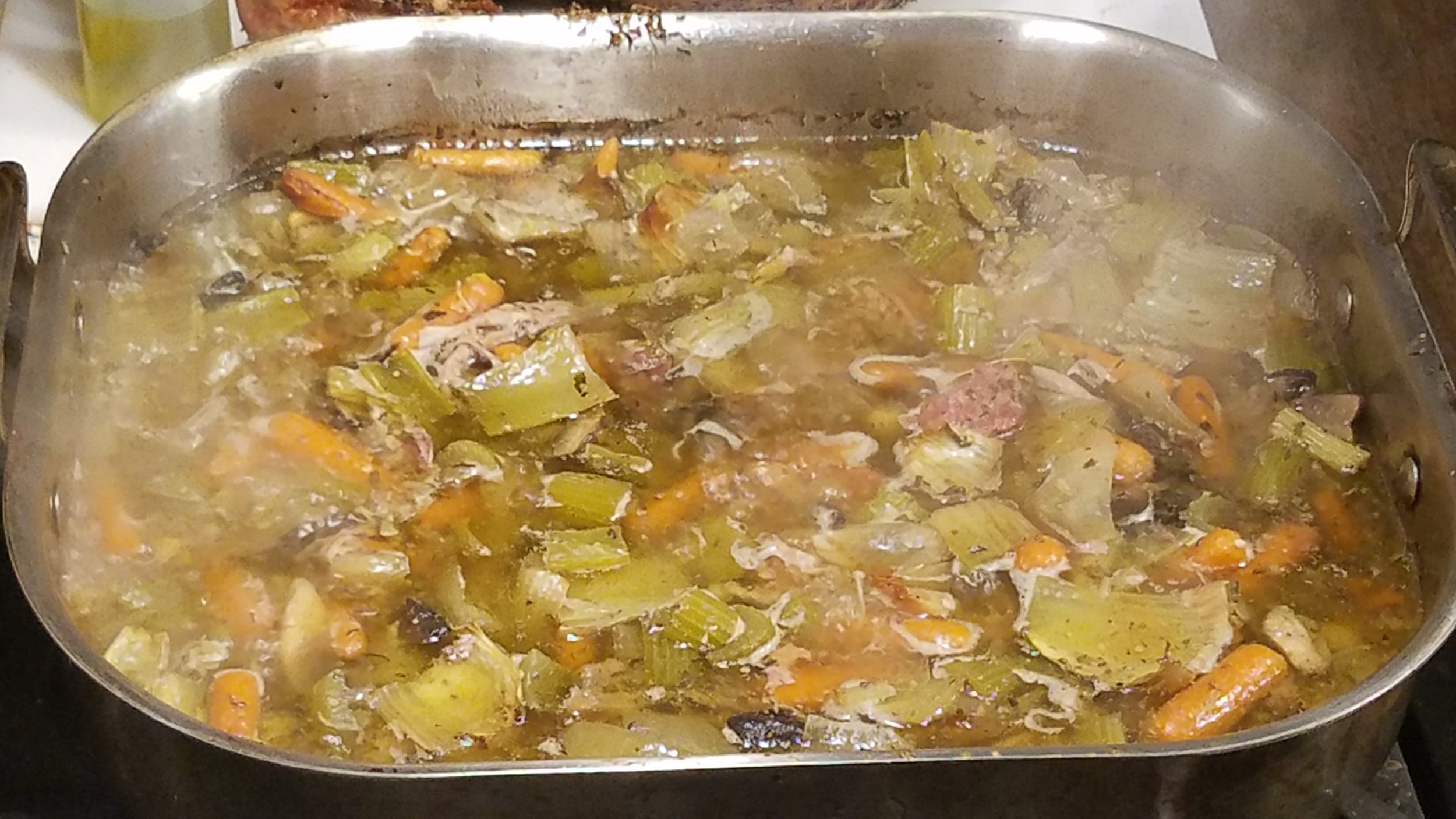 The Turkey gravy base after cooking