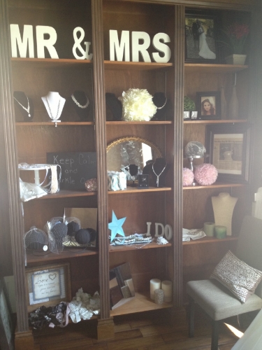 Built in bookshelves in our accessory suite will help put the finishing touches on our brides. Something for everyone in this suite.