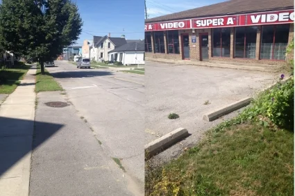 If there isn't a spot in the driveway, there is street parking all along James St or you can park in the vacant lot of the old Super A Movie store directly beside the store.