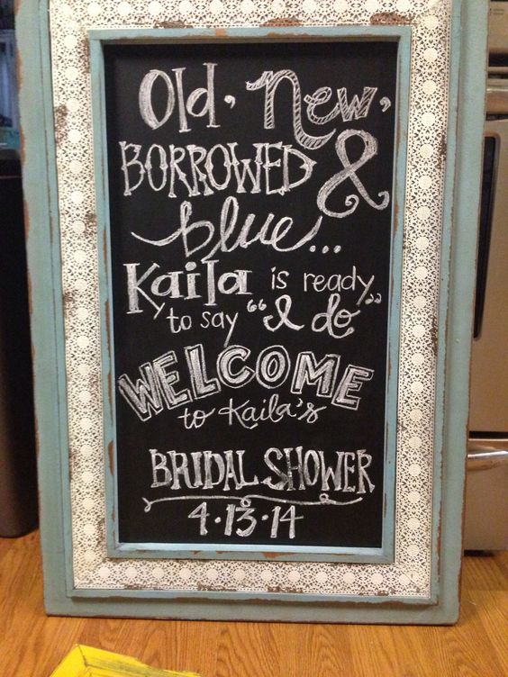 You can stick to a theme for the shower or just have a few decorations that are more typical of bridal shower. This sign is a cute photo prop!!