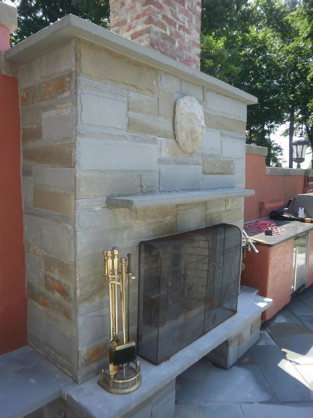 Bluestone fireplace
