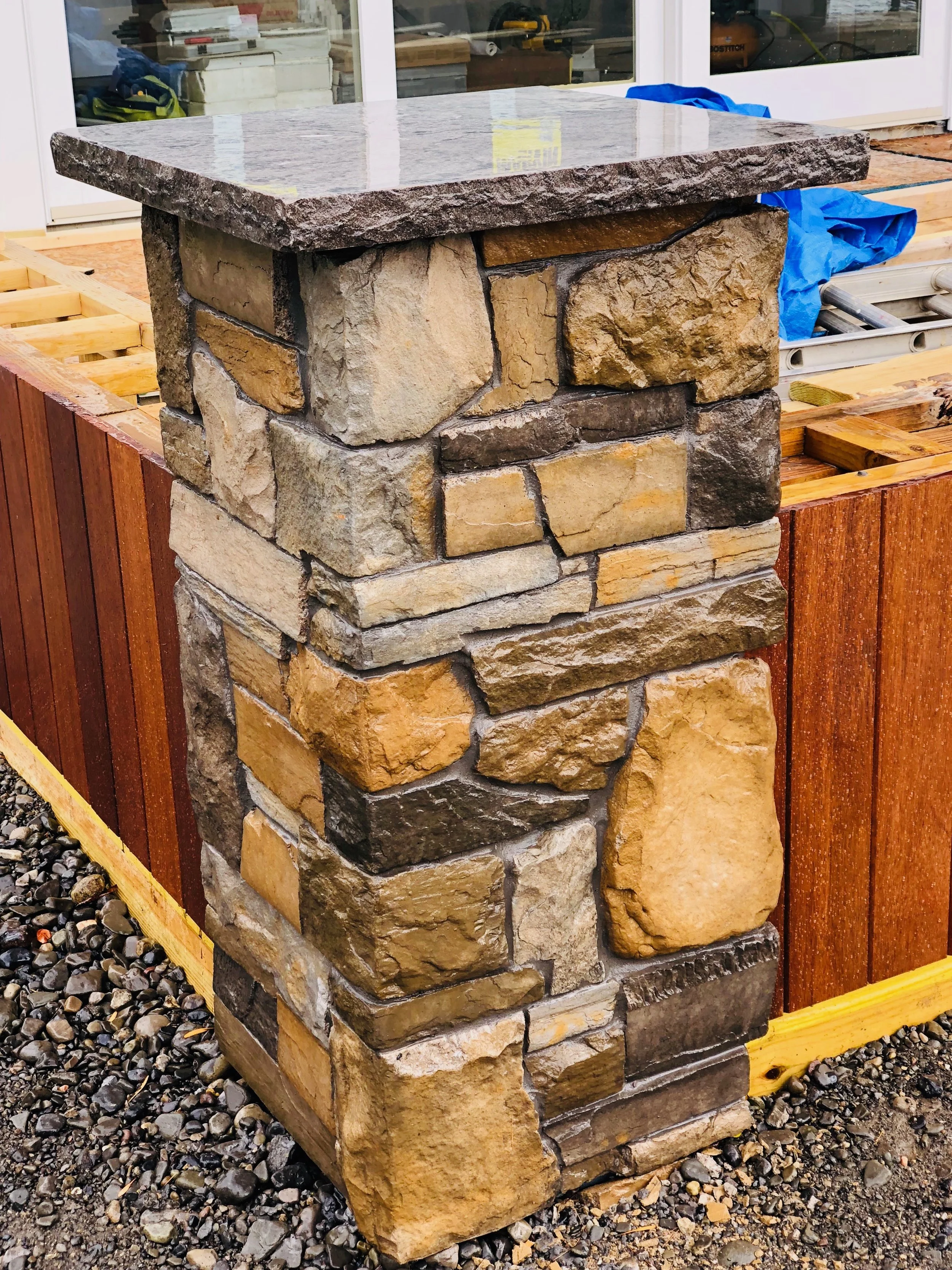 Stone veneer pillar in Lansing NY