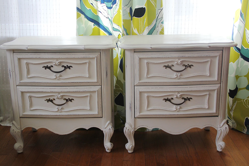 Provincial Bedside Table Vintage French Style Nightstand