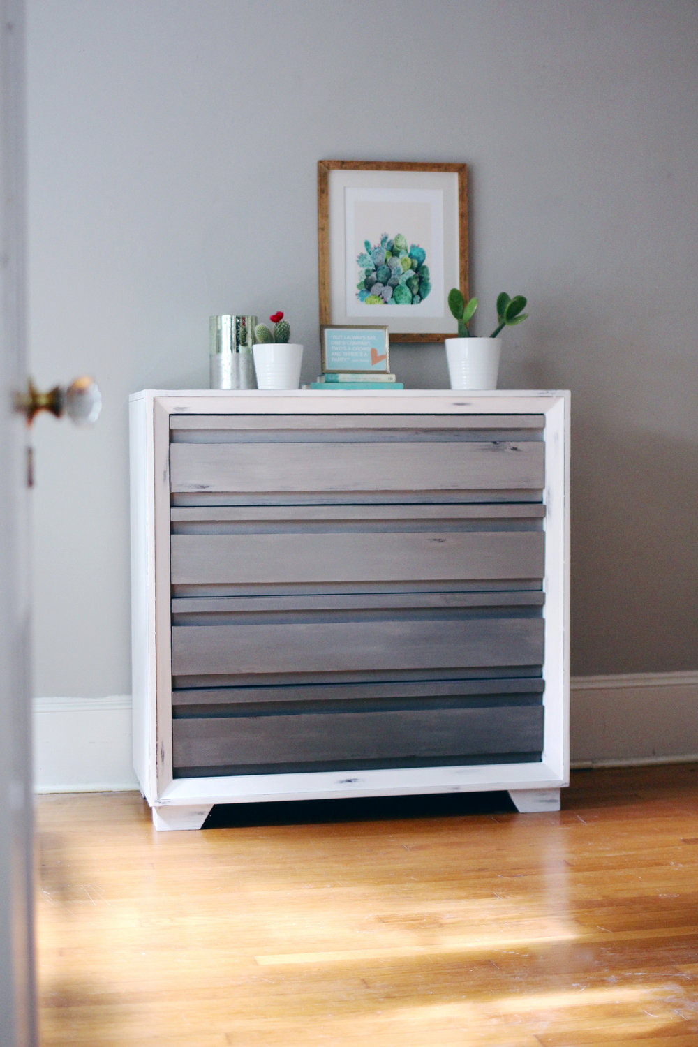 Modern Gray And White Ombre Dresser, Gray And White Dresser