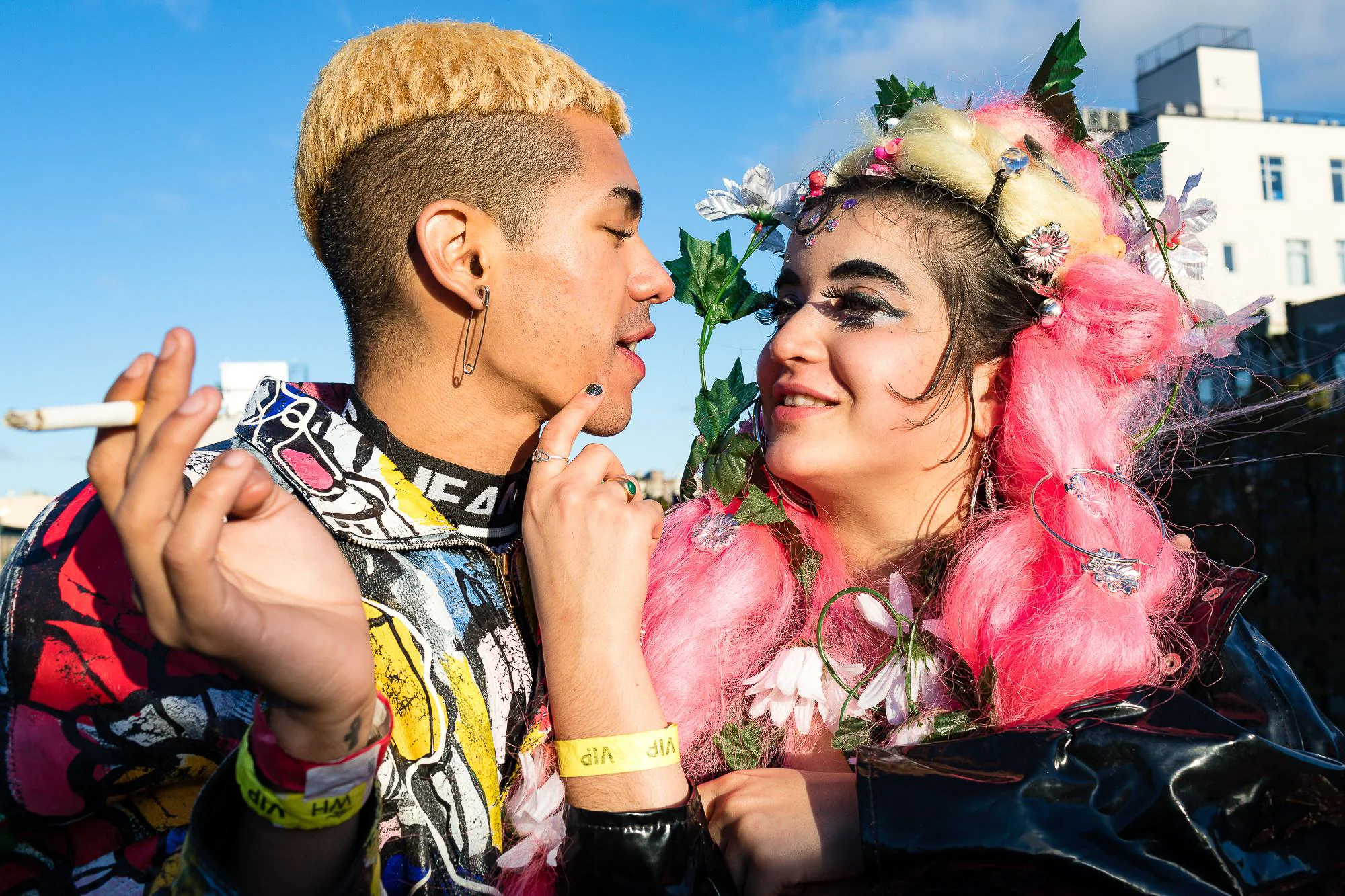 Partygoers from an all-night warehouse party in Williamsburg, NY move to an after party in Bushwick, NY to greet the sun on May 14th, 2017.