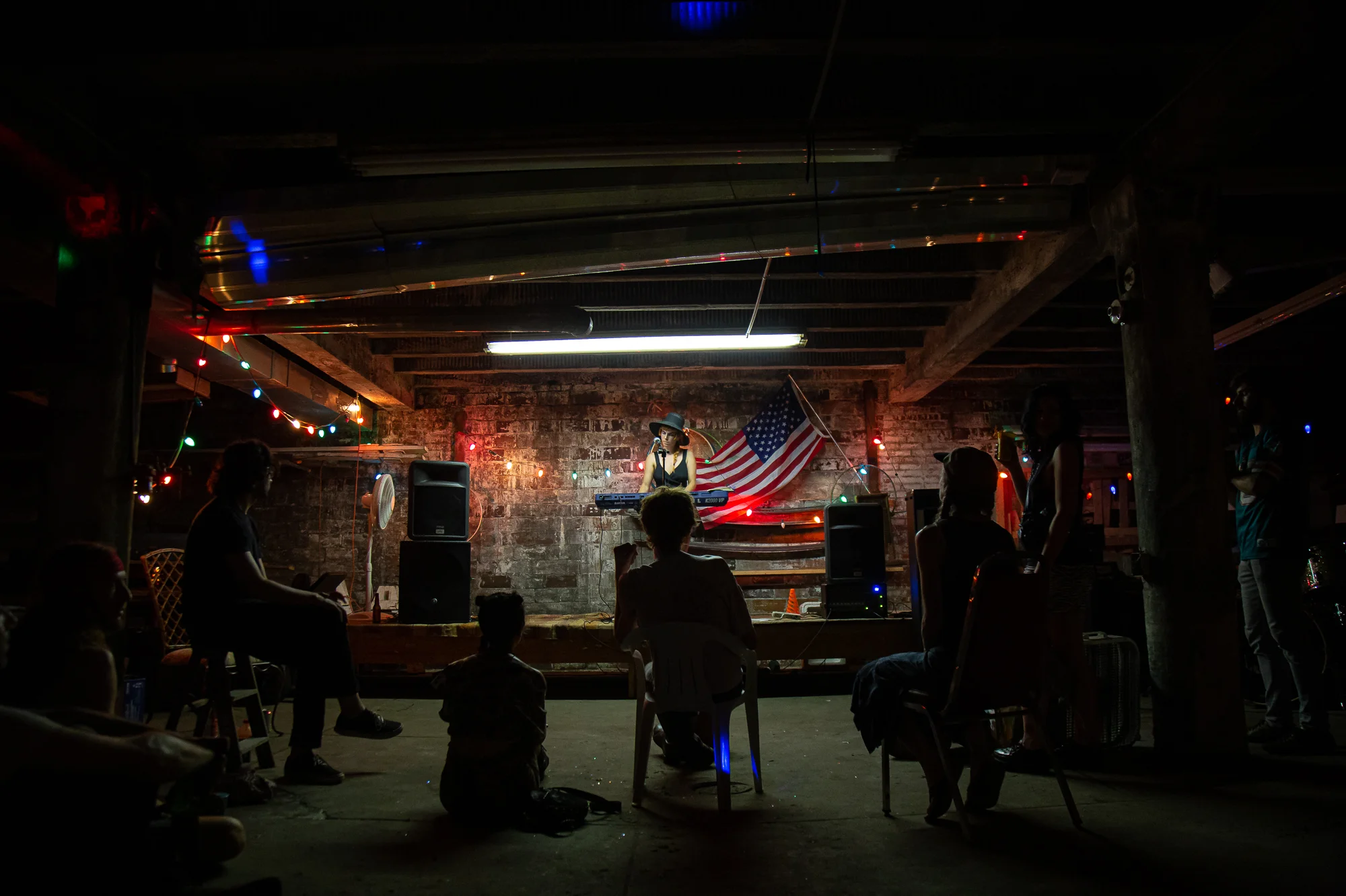 Brooklyn artist Ziemba (aka Rene Kladzyk) performs at a DIY July 4th party in Pittsburgh's Highland Park neighborhood on July 4th, 2015.