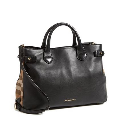Medium Banner' House Check Leather Tote 