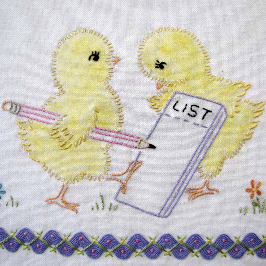 Chicks with embroidered rick rack by Yesterday's Charm.jpg