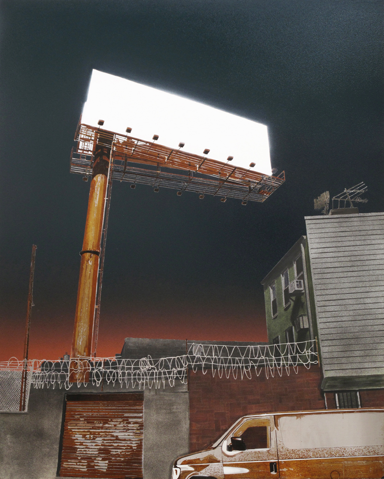 Advertise Here 2009 Rust, oil and enamel paint 50"x40" 