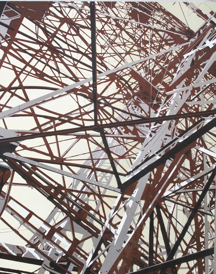Things are looking up 2010 Rust, charcoal and enamel on steel panel 50"x40"
