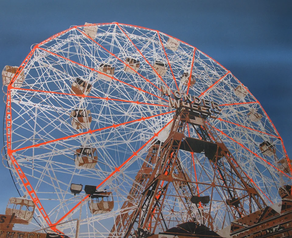 Wonder Wheel 2010 Rust, charcoal and enamel on steel panel 52"x60"