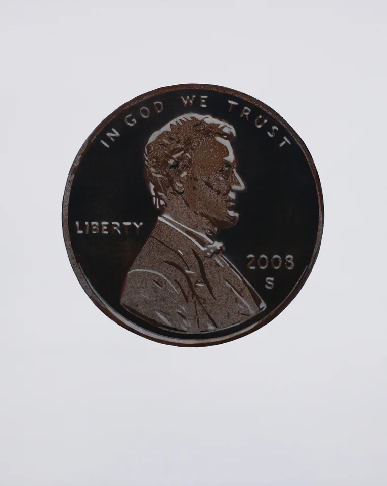   For your thoughts... 2009&nbsp; Rust, charcoal and enamel on steel panel 30"x24" 