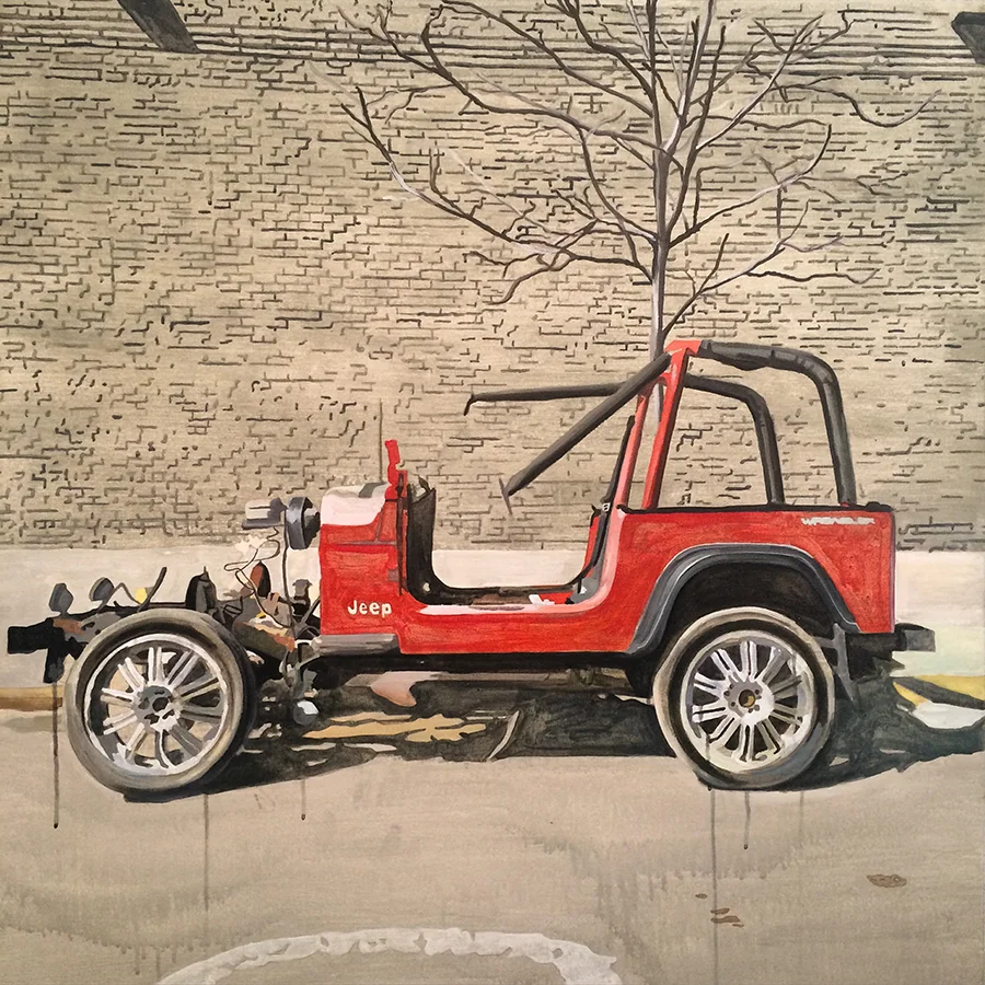 Untitled (Stripped Jeep) 2015 Acrylic on Canvas 40" X 40"