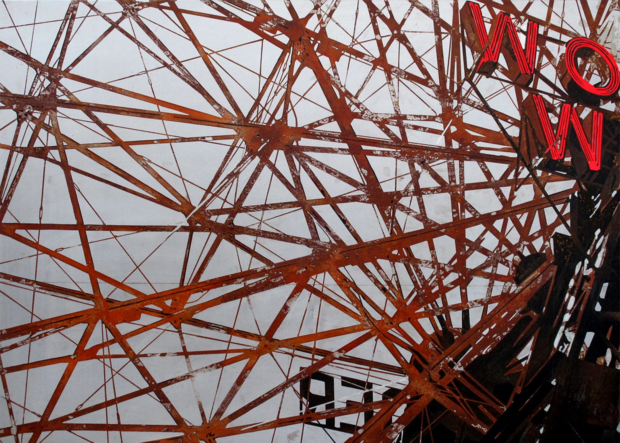WOW Factor 2010, Rust and enamel on steel panel 30"x40"