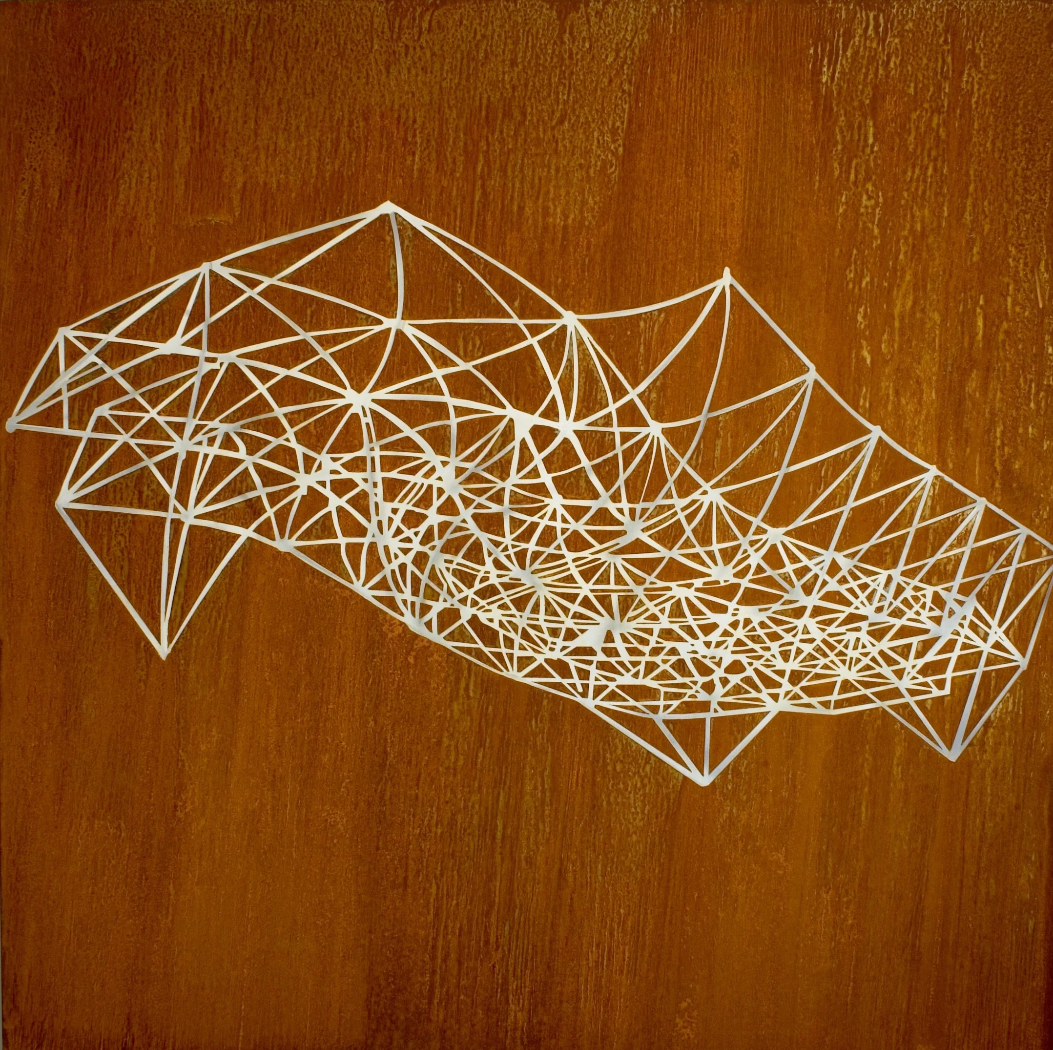 The Tangled Web I Wove 2004, Rust and enamel on steel panel 48"x48"