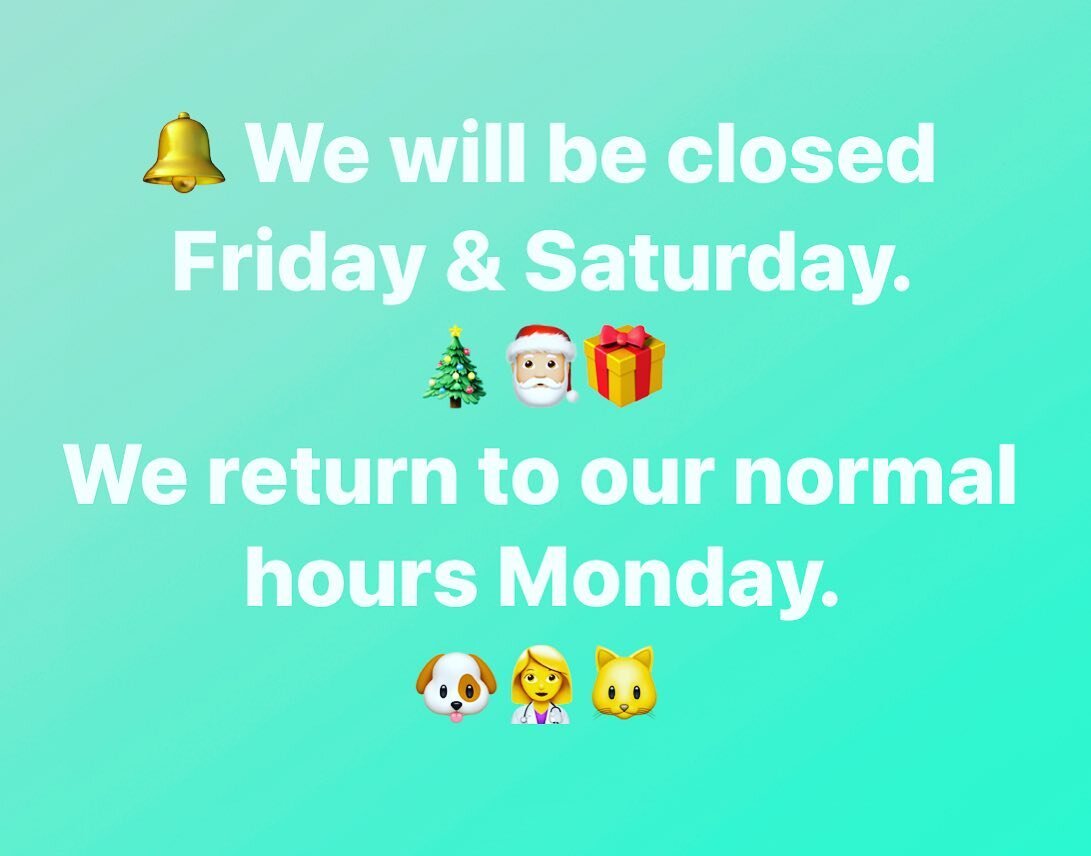 🔔 Holiday closure for tomorrow and Saturday. See you again Monday! 🐾 RPVC