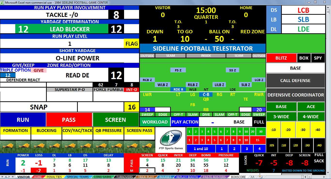 Sideline Football Computer Game Center Screenshot